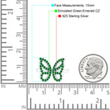 Butterfly Ring Wedding Band Simulated Cubic Zirconia 925 Sterling Silver (15mm)