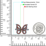 Butterfly Ring Wedding Band Simulated Cubic Zirconia 925 Sterling Silver (15mm)