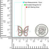 Butterfly Ring Wedding Band Simulated Cubic Zirconia 925 Sterling Silver (15mm)