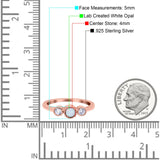 3 Ston Fashion Ring Lab Created White Opal Round Simulated Cubic Zirconia 925 Sterling Silver