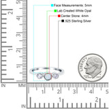 3 Ston Fashion Ring Lab Created White Opal Round Simulated Cubic Zirconia 925 Sterling Silver