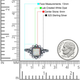 Halo Princess Wedding Engagement Ring Lab Created White Opal Round Simulated Cubic Zirconia 925 Sterling Silver