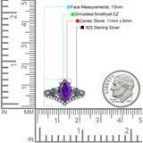 Marquise Art Deco Wedding Engagement Bridal Ring Round Simulated Cubic Zirconia 925 Sterling Silver