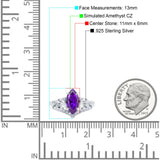 Marquise Art Deco Wedding Engagement Bridal Ring Round Simulated Cubic Zirconia 925 Sterling Silver