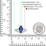 Marquise Art Deco Wedding Engagement Bridal Ring Round Simulated Cubic Zirconia 925 Sterling Silver