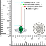 Marquise Art Deco Wedding Engagement Bridal Ring Round Simulated Cubic Zirconia 925 Sterling Silver