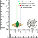 Marquise Art Deco Wedding Engagement Bridal Ring Round Simulated Cubic Zirconia 925 Sterling Silver