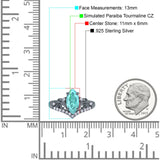 Marquise Art Deco Wedding Engagement Bridal Ring Round Simulated Cubic Zirconia 925 Sterling Silver