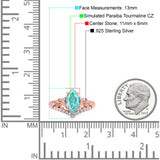 Marquise Art Deco Wedding Engagement Bridal Ring Round Simulated Cubic Zirconia 925 Sterling Silver