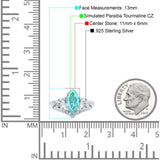 Marquise Art Deco Wedding Engagement Bridal Ring Round Simulated Cubic Zirconia 925 Sterling Silver