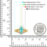 Marquise Art Deco Wedding Engagement Bridal Ring Round Simulated Cubic Zirconia 925 Sterling Silver