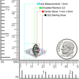 Marquise Art Deco Wedding Engagement Bridal Ring Round Simulated Cubic Zirconia 925 Sterling Silver