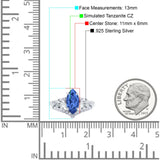 Marquise Art Deco Wedding Engagement Bridal Ring Round Simulated Cubic Zirconia 925 Sterling Silver