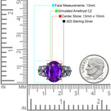 Art Deco Oval Wedding Engagement Ring Round Simulated Cubic Zirconia 925 Sterling Silver