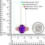 Art Deco Oval Wedding Engagement Ring Round Simulated Cubic Zirconia 925 Sterling Silver