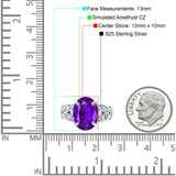 Art Deco Oval Wedding Engagement Ring Round Simulated Cubic Zirconia 925 Sterling Silver