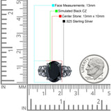 Art Deco Oval Wedding Engagement Ring Round Simulated Cubic Zirconia 925 Sterling Silver