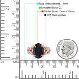 Art Deco Oval Wedding Engagement Ring Round Simulated Cubic Zirconia 925 Sterling Silver