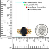 Art Deco Oval Wedding Engagement Ring Round Simulated Cubic Zirconia 925 Sterling Silver