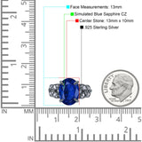 Art Deco Oval Wedding Engagement Ring Round Simulated Cubic Zirconia 925 Sterling Silver