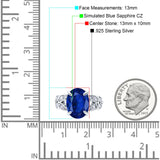 Art Deco Oval Wedding Engagement Ring Round Simulated Cubic Zirconia 925 Sterling Silver