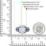 Art Deco Oval Wedding Engagement Ring Round Simulated Cubic Zirconia 925 Sterling Silver