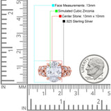 Art Deco Oval Wedding Engagement Ring Round Simulated Cubic Zirconia 925 Sterling Silver