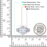 Art Deco Oval Wedding Engagement Ring Round Simulated Cubic Zirconia 925 Sterling Silver