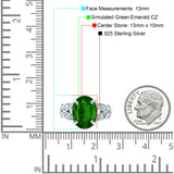 Art Deco Oval Wedding Engagement Ring Round Simulated Cubic Zirconia 925 Sterling Silver