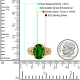 Art Deco Oval Wedding Engagement Ring Round Simulated Cubic Zirconia 925 Sterling Silver