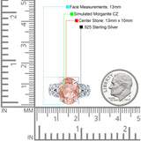 Art Deco Oval Wedding Engagement Ring Round Simulated Cubic Zirconia 925 Sterling Silver