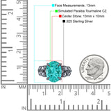 Art Deco Oval Wedding Engagement Ring Round Simulated Cubic Zirconia 925 Sterling Silver