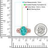 Art Deco Oval Wedding Engagement Ring Round Simulated Cubic Zirconia 925 Sterling Silver