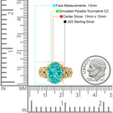 Art Deco Oval Wedding Engagement Ring Round Simulated Cubic Zirconia 925 Sterling Silver