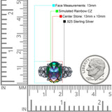 Art Deco Oval Wedding Engagement Ring Round Simulated Cubic Zirconia 925 Sterling Silver