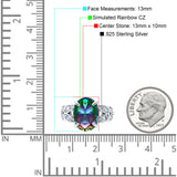 Art Deco Oval Wedding Engagement Ring Round Simulated Cubic Zirconia 925 Sterling Silver