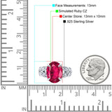 Art Deco Oval Wedding Engagement Ring Round Simulated Cubic Zirconia 925 Sterling Silver