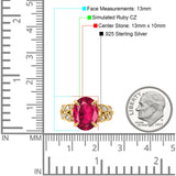 Art Deco Oval Wedding Engagement Ring Round Simulated Cubic Zirconia 925 Sterling Silver