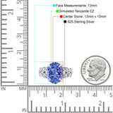 Art Deco Oval Wedding Engagement Ring Round Simulated Cubic Zirconia 925 Sterling Silver