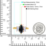 Marquise Art Deco Emerald Cut Wedding Bridal Ring Simulated Cubic Zirconia 925 Sterling Silver