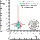 Marquise Art Deco Emerald Cut Wedding Bridal Ring Simulated Cubic Zirconia 925 Sterling Silver