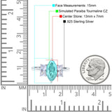 Marquise Art Deco Emerald Cut Wedding Bridal Ring Simulated Cubic Zirconia 925 Sterling Silver