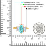 Marquise Art Deco Emerald Cut Wedding Bridal Ring Simulated Cubic Zirconia 925 Sterling Silver