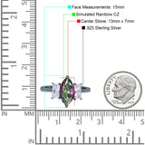 Marquise Art Deco Emerald Cut Wedding Bridal Ring Simulated Cubic Zirconia 925 Sterling Silver