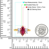 Marquise Art Deco Emerald Cut Wedding Bridal Ring Simulated Cubic Zirconia 925 Sterling Silver