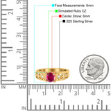 Art Deco Wedding Bridal Engagement Ring Band Round Simulated Cubic Zirconia 925 Sterling Silver