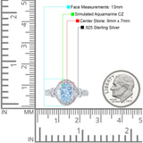 Oval Art Deco Wedding Engagement Bridal Ring Accent Vintage Round Simulated Cubic Zirconia 925 Sterling Silver