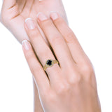 Halo Split Shank Engagement Ring Simulated Cubic Zirconia 925 Sterling Silver