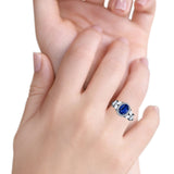 Oval Art Deco Engagement Ring Simulated Cubic Zirconia 925 Sterling Silver