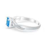 Princess Cut Wedding Ring Round Simulated Cubic Zirconia 925 Sterling Silver